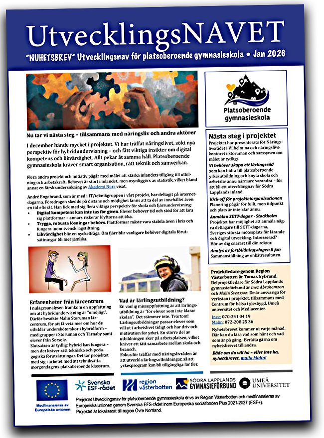 Omslag till Utvecklingsnavets nyhetsbrev