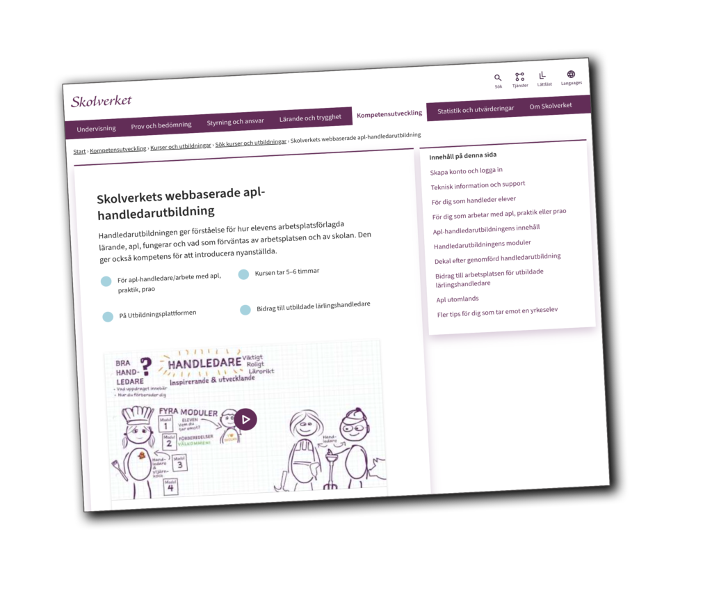 Bild på Skolverkets hemsida om handledarutbildning